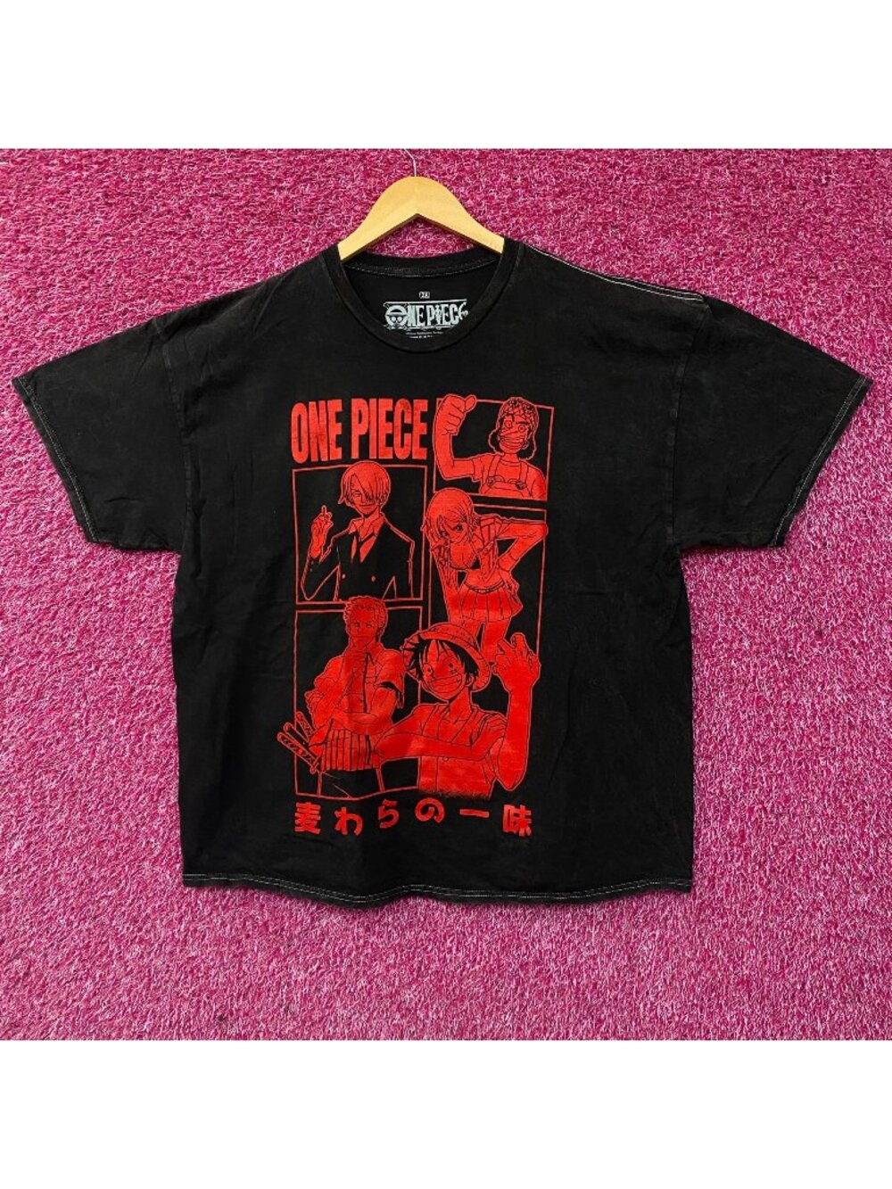 One Piece Straw Hat Crew Anime Graphic Mineral Wash T-Shirt 2XL